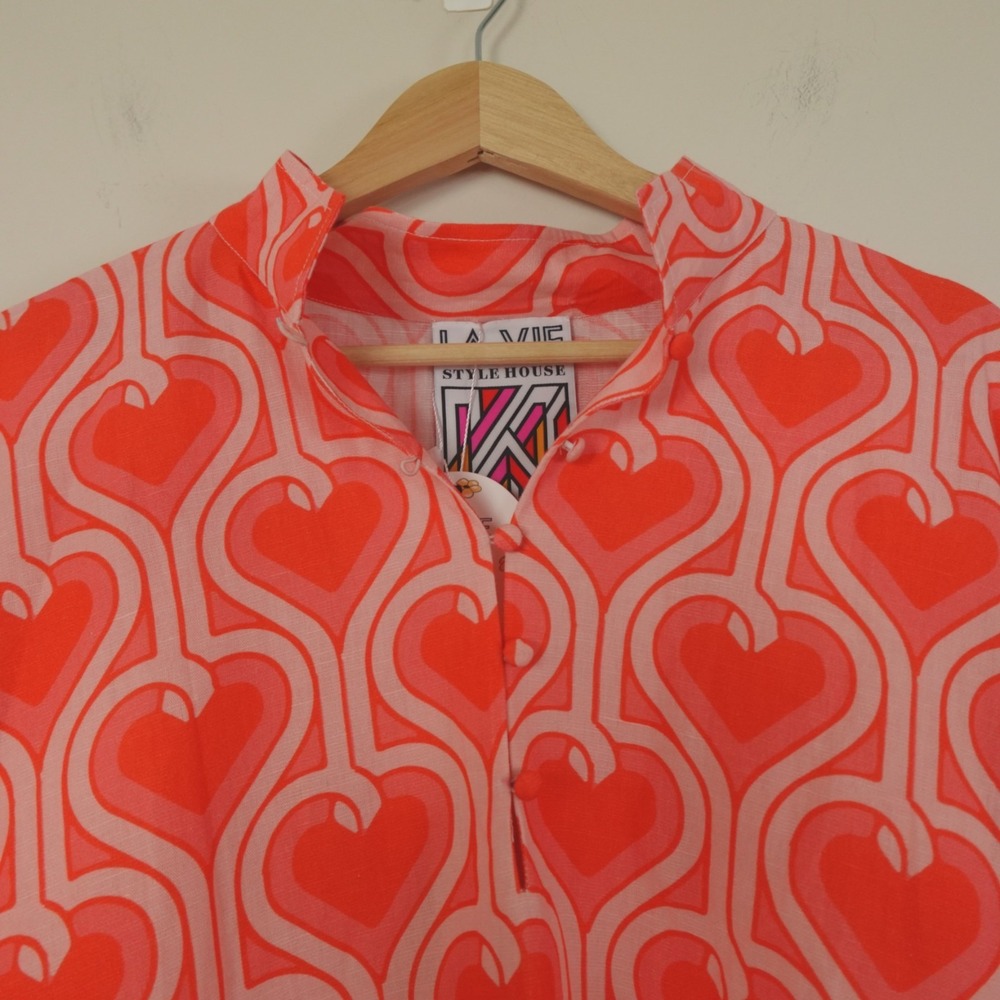 New NWT La Vie Style House Caftan Maxi Infinite Hearts - Picture 11 of 14